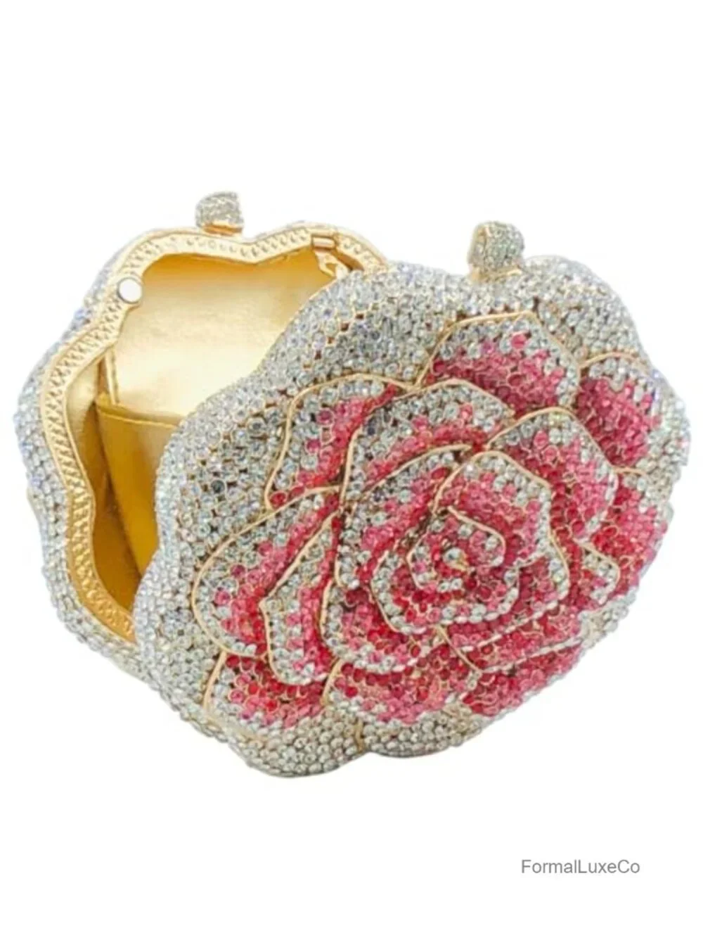 Crystal Clutch Purse Flower Evening Bag Wedding Party Prom Rhinestone Floral